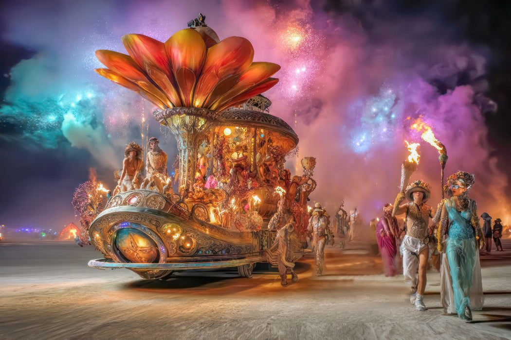 Premium Textil-Leinwand Festival in der Wüste