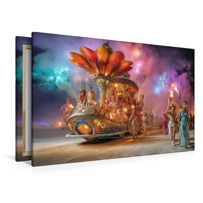 Premium Textil-Leinwand Festival in der Wüste