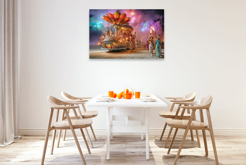 Premium Textil-Leinwand Festival in der Wüste