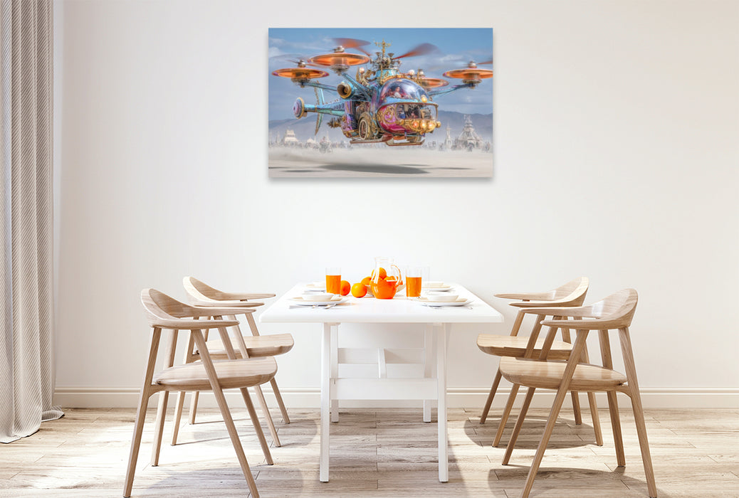 Premium Textil-Leinwand Festival in der Wüste