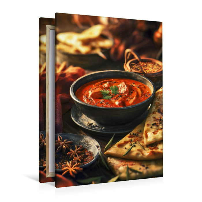 Premium Textil-Leinwand Curry, aromatisch, würzig & mit Naan