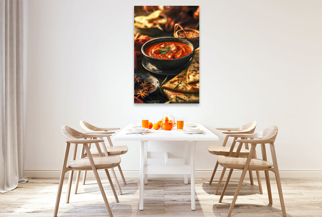 Premium Textil-Leinwand Curry, aromatisch, würzig & mit Naan