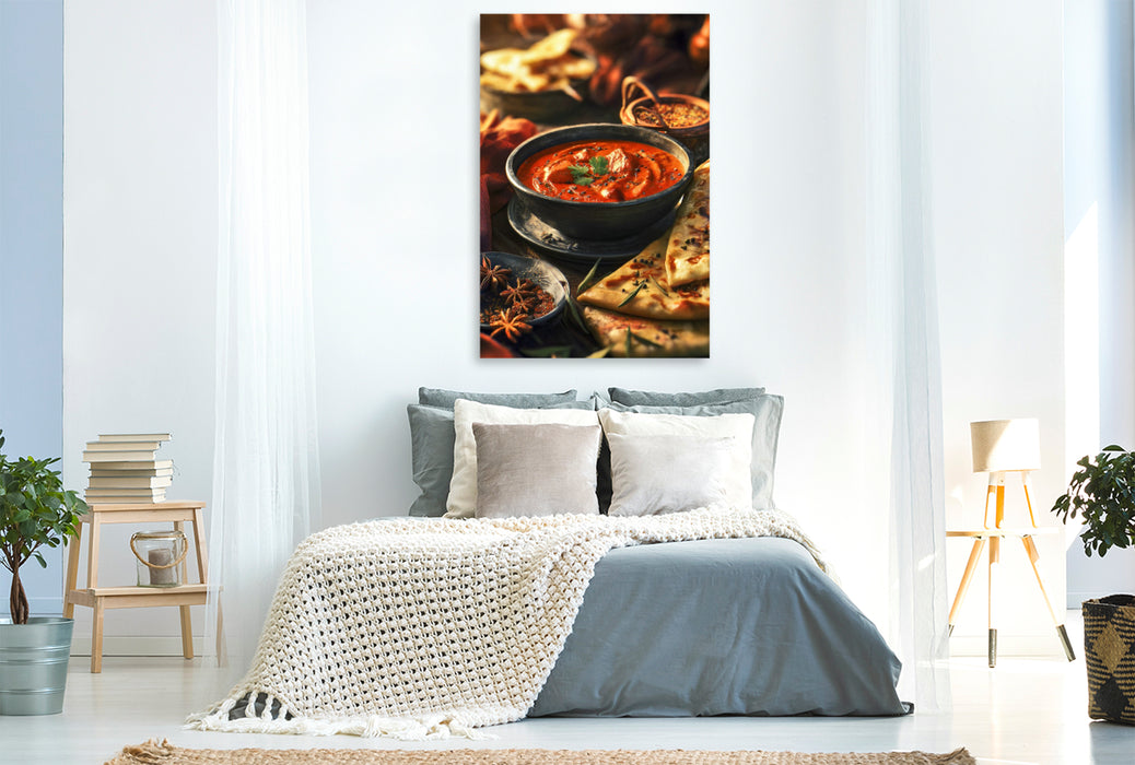 Premium Textil-Leinwand Curry, aromatisch, würzig & mit Naan