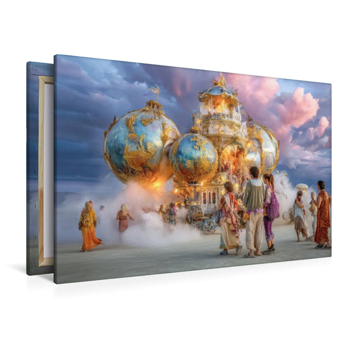 Premium Textil-Leinwand Festival in der Wüste