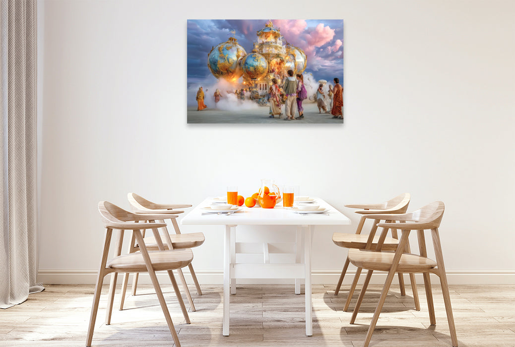 Premium Textil-Leinwand Festival in der Wüste