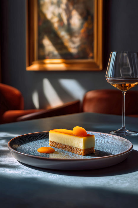 Premium Textil-Leinwand Fine Dining, kunstvoll angerichtet, edel & modern