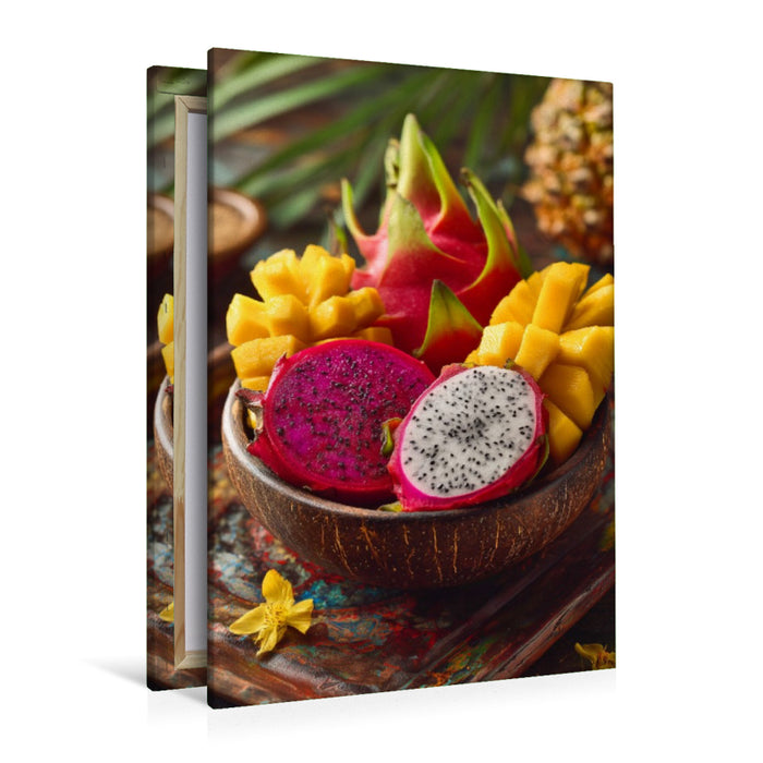 Premium Textil-Leinwand Tropenfrüchte, frisch, bunt & exotisch