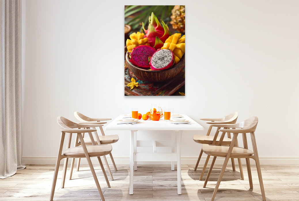 Premium Textil-Leinwand Tropenfrüchte, frisch, bunt & exotisch