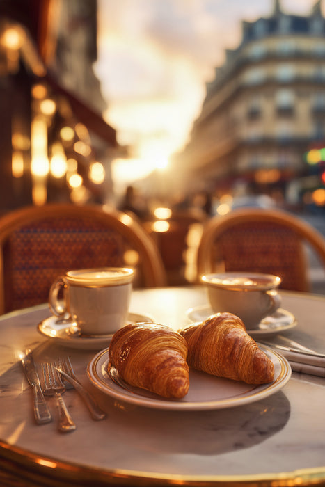 Premium Textil-Leinwand Croissants, knusprig, buttrig & frisch gebacken