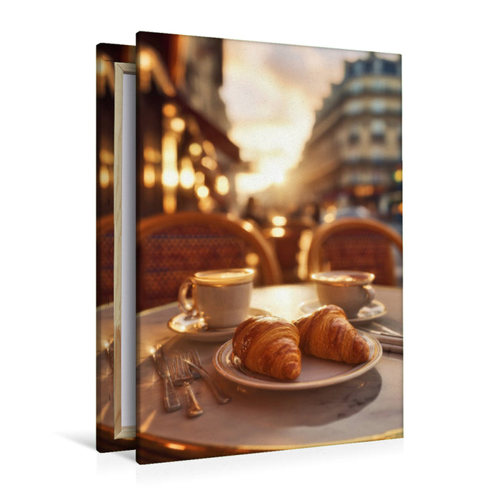 Premium Textil-Leinwand Croissants, knusprig, buttrig & frisch gebacken