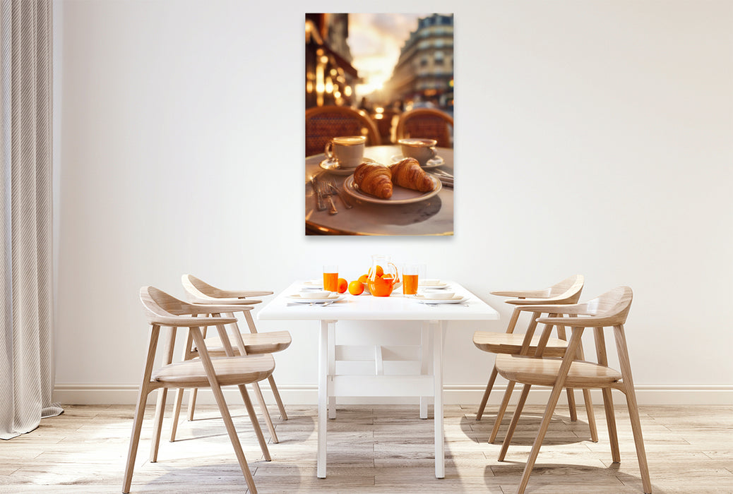 Premium Textil-Leinwand Croissants, knusprig, buttrig & frisch gebacken