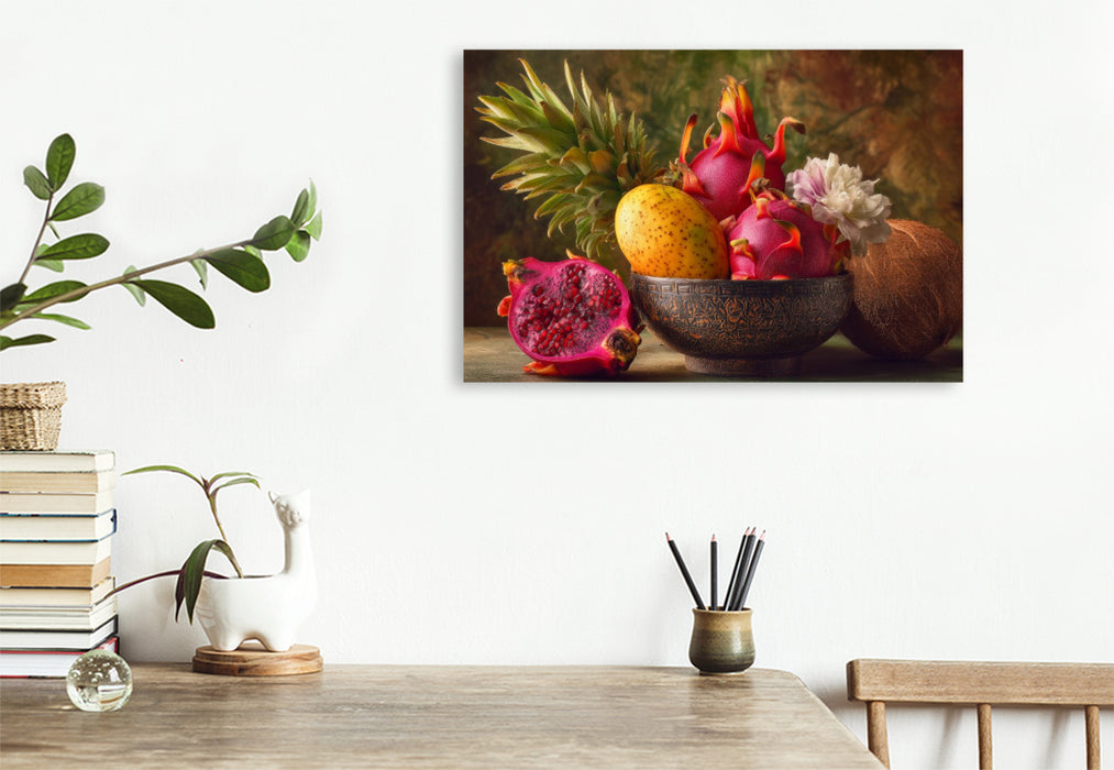 Premium Textil-Leinwand Tropische Früchte, Farben des Sommers