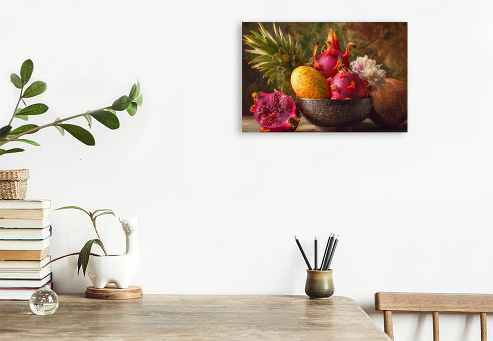 Premium Textil-Leinwand Tropische Früchte, Farben des Sommers