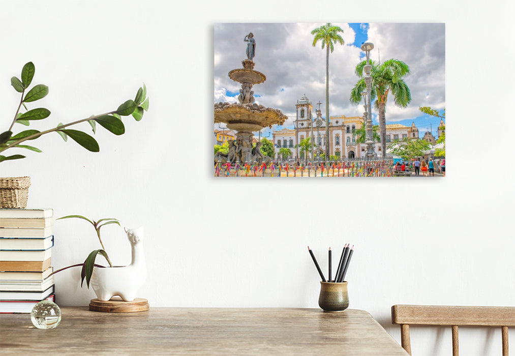 Premium Textil-Leinwand Platz Terreiro de Jesus, Salvador de Bahia, Brasilien