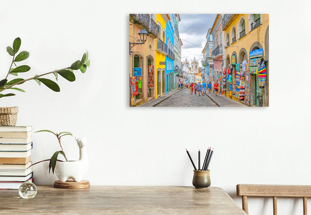 Premium Textil-Leinwand Rua Portas do Carmo Salvador, Brasilien
