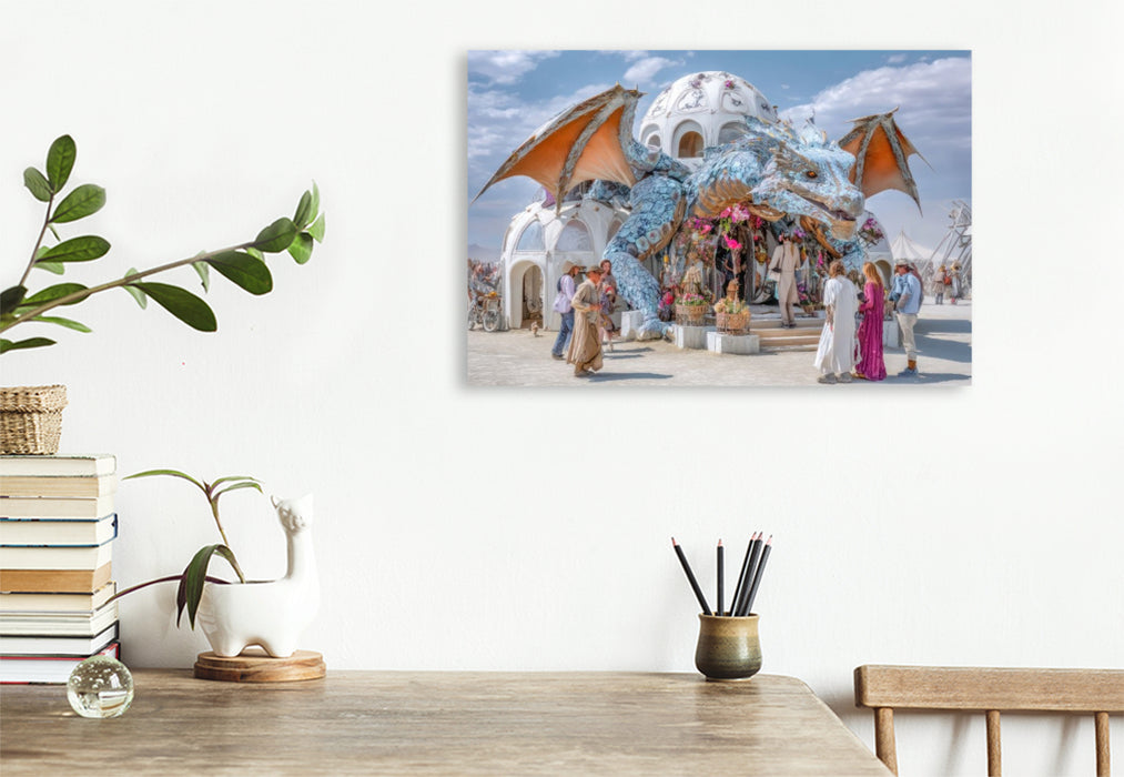 Premium Textil-Leinwand Festival in der Wüste