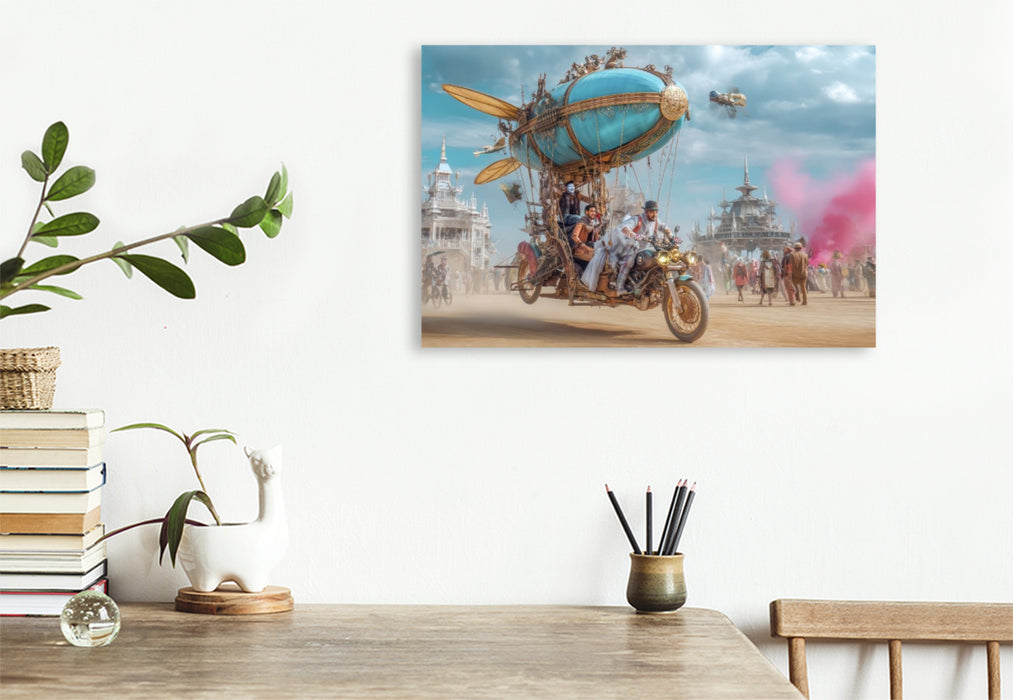 Premium Textil-Leinwand Festival in der Wüste