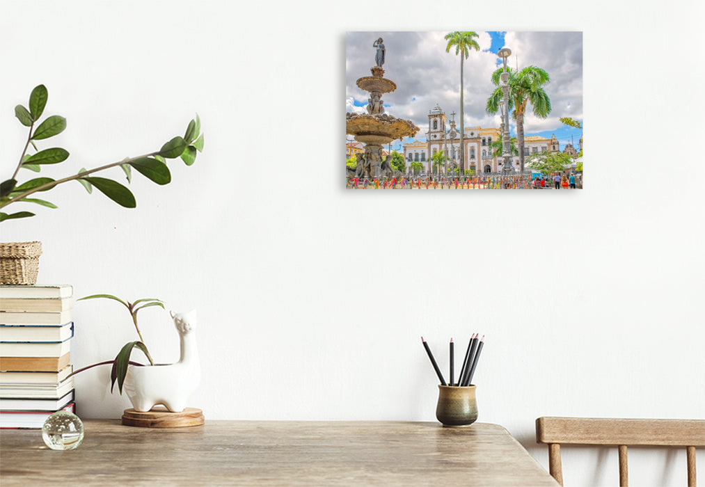 Premium Textil-Leinwand Platz Terreiro de Jesus, Salvador de Bahia, Brasilien