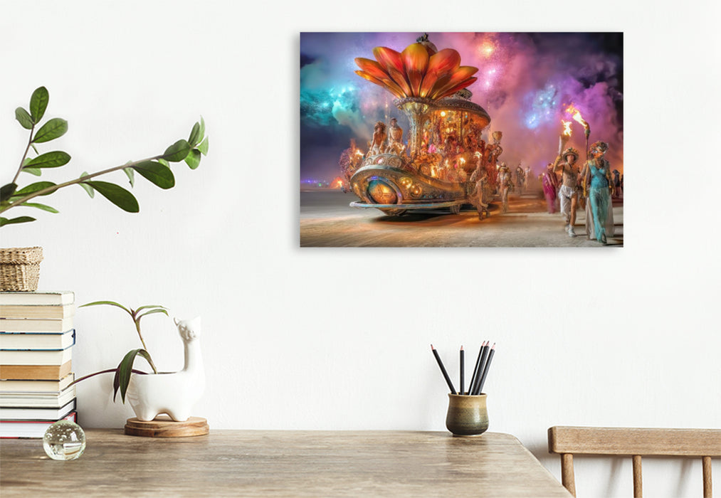 Premium Textil-Leinwand Festival in der Wüste