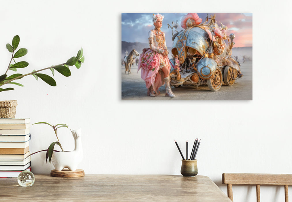 Premium Textil-Leinwand Festival in der Wüste