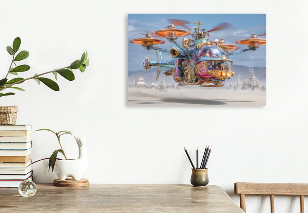 Premium Textil-Leinwand Festival in der Wüste