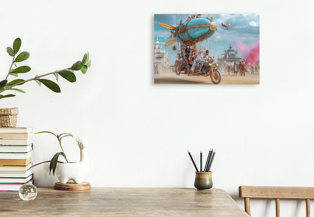 Premium Textil-Leinwand Festival in der Wüste