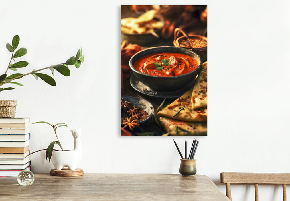 Premium Textil-Leinwand Curry, aromatisch, würzig & mit Naan