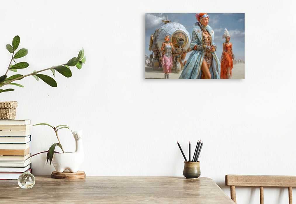 Premium Textil-Leinwand Festival in der Wüste