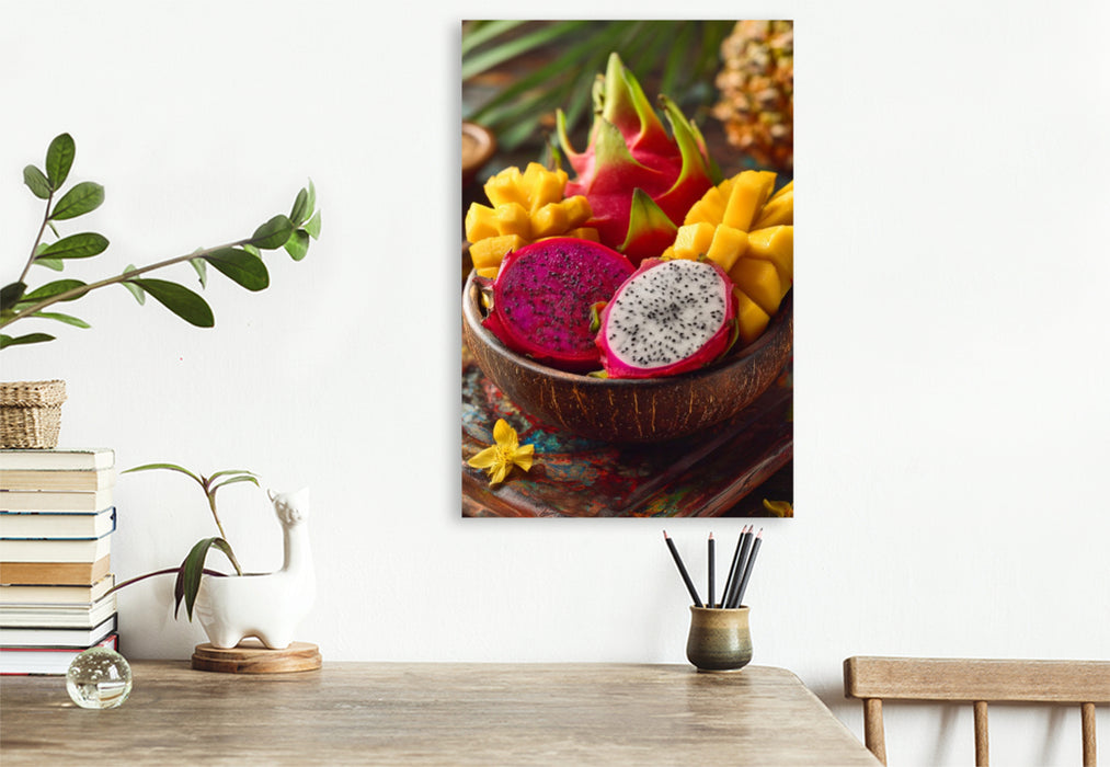 Premium Textil-Leinwand Tropenfrüchte, frisch, bunt & exotisch