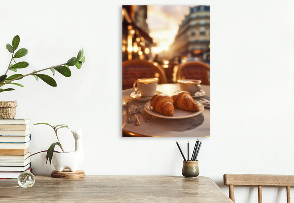 Premium Textil-Leinwand Croissants, knusprig, buttrig & frisch gebacken