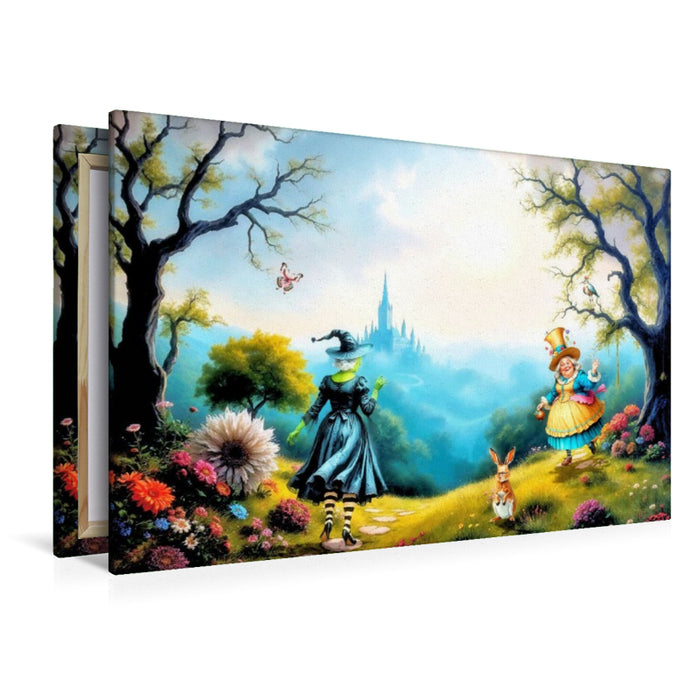 Premium Textil-Leinwand Begegnung im Wunderland
