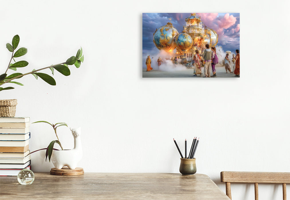 Premium Textil-Leinwand Festival in der Wüste