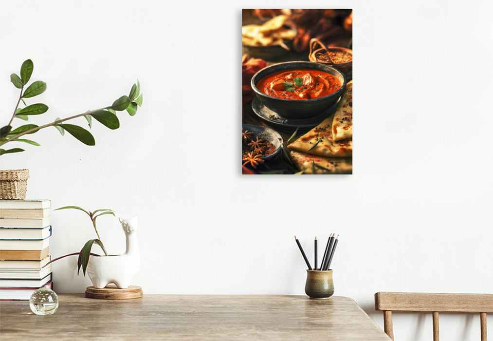 Premium Textil-Leinwand Curry, aromatisch, würzig & mit Naan