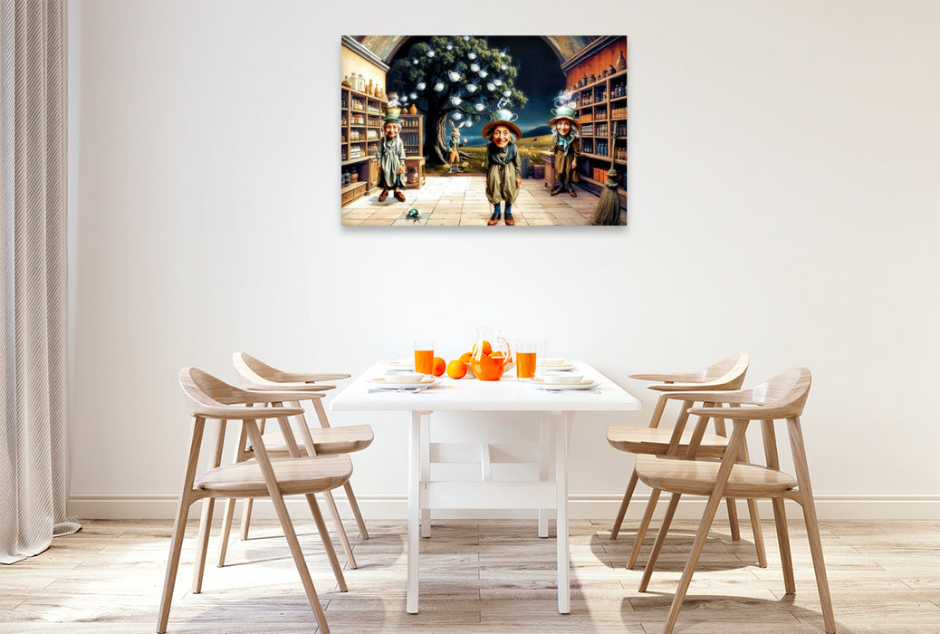 Premium Textil-Leinwand Der Teeladen der Schwestern Teebaum