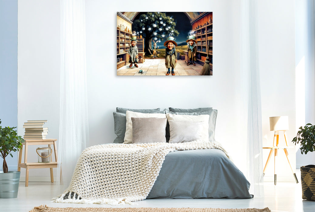 Premium Textil-Leinwand Der Teeladen der Schwestern Teebaum