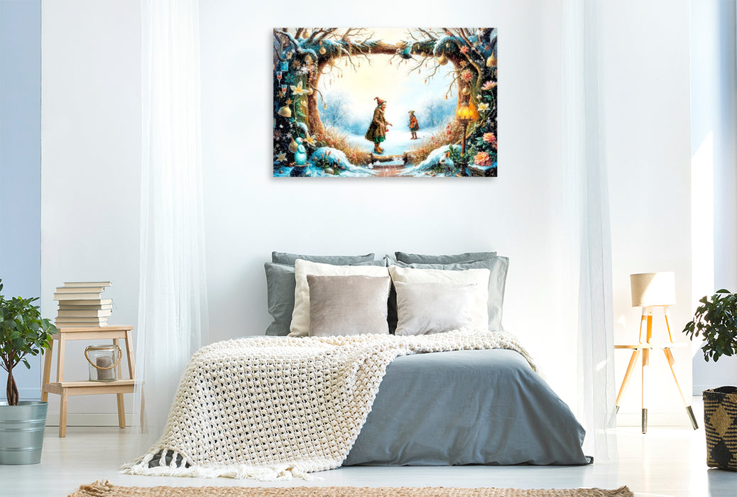 Premium Textil-Leinwand Wintersport