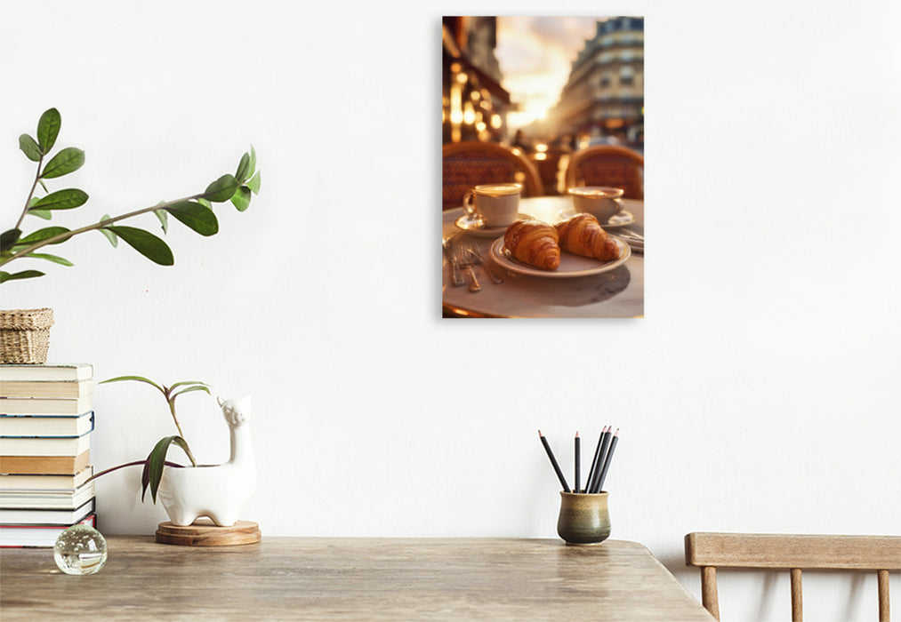 Premium Textil-Leinwand Croissants, knusprig, buttrig & frisch gebacken