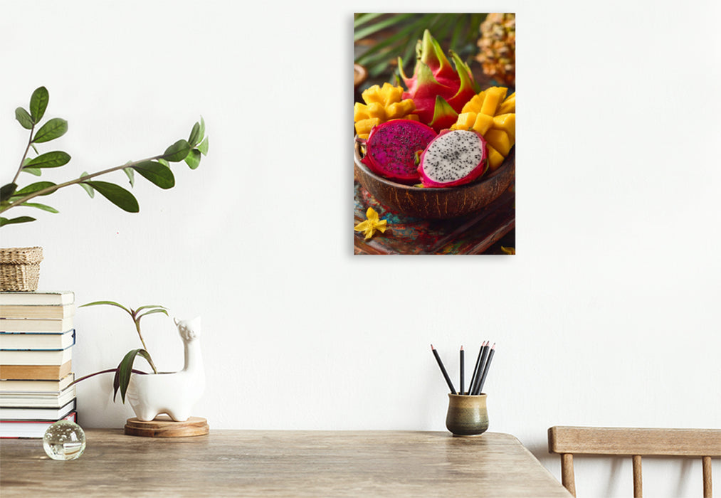 Premium Textil-Leinwand Tropenfrüchte, frisch, bunt & exotisch