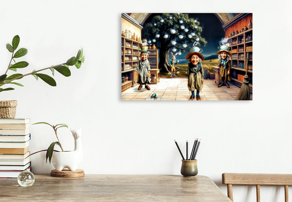 Premium Textil-Leinwand Der Teeladen der Schwestern Teebaum