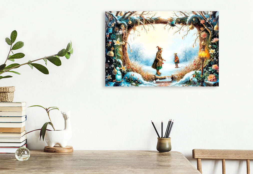 Premium Textil-Leinwand Wintersport