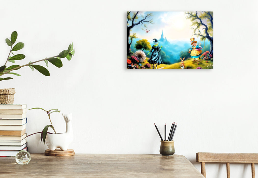 Premium Textil-Leinwand Begegnung im Wunderland