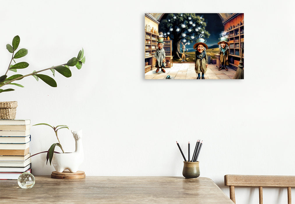 Premium Textil-Leinwand Der Teeladen der Schwestern Teebaum