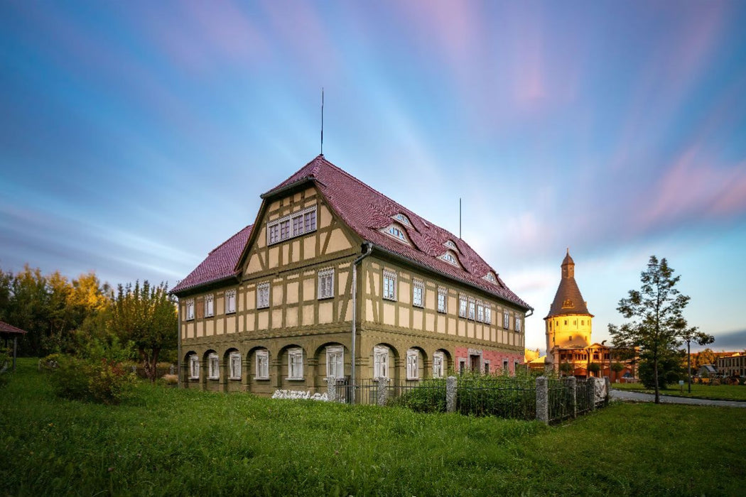 Premium Textil-Leinwand Umgebindehaus Neugersdorf