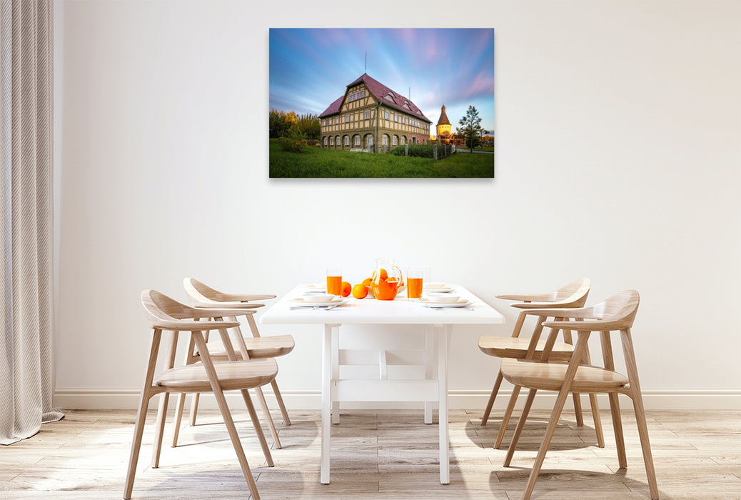 Premium Textil-Leinwand Umgebindehaus Neugersdorf