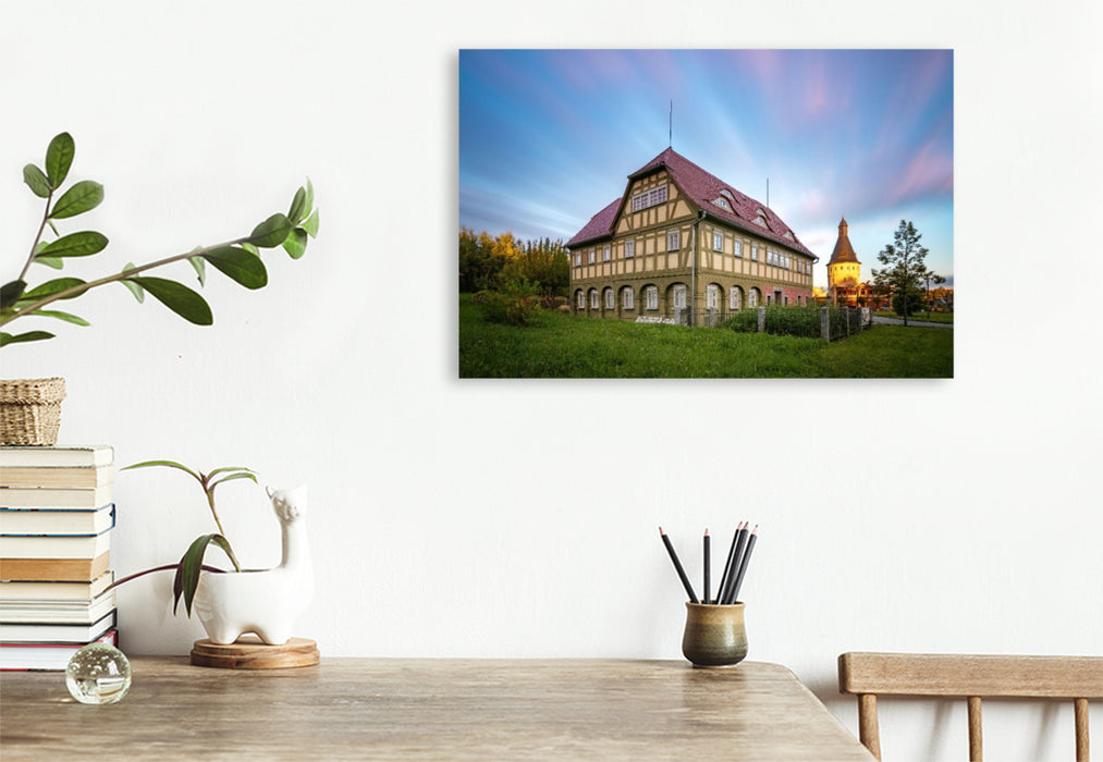 Premium Textil-Leinwand Umgebindehaus Neugersdorf