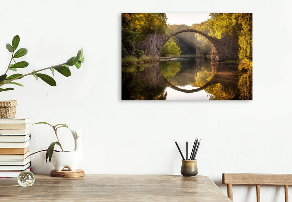 Premium Textil-Leinwand Rakotzbrücke