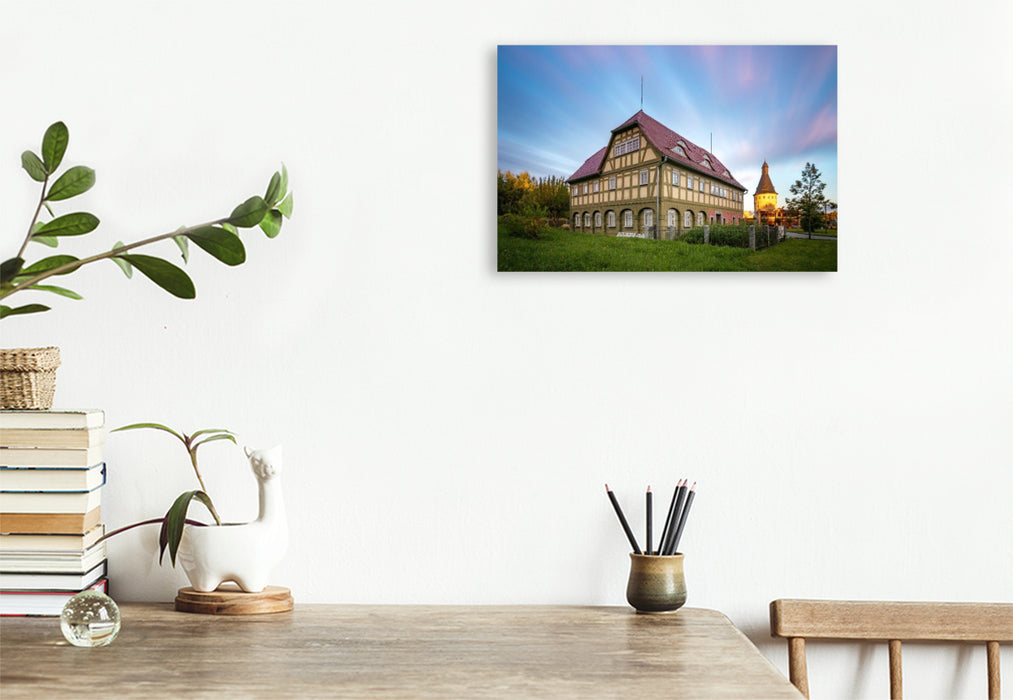 Premium Textil-Leinwand Umgebindehaus Neugersdorf