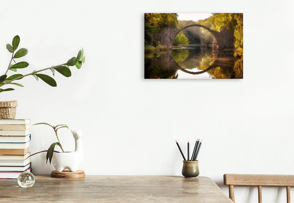 Premium Textil-Leinwand Rakotzbrücke