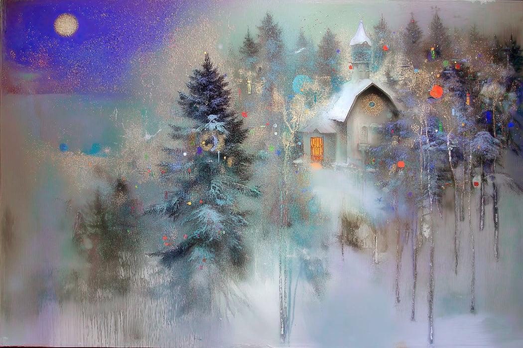 Premium Textil-Leinwand Weihnachtskapelle