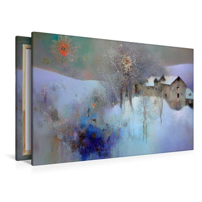 Premium Textil-Leinwand Winter am Gutshof
